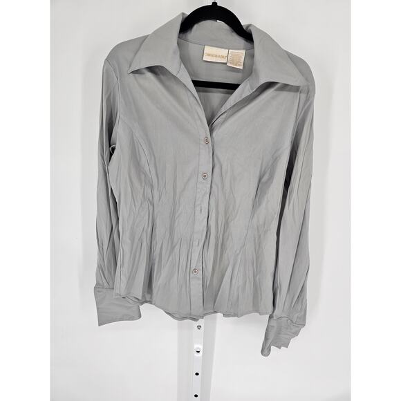 Christie & Jill Women's Long Sleeve Gray Button Down Blended Fiber Top Size M - Picture 1 of 4
